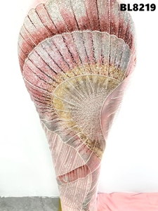 Elegante Tessuto in Pizzo con Motivo <span class=keywords><strong>a</strong></span> Ventaglio Sfumato - Rete Ricamata con Perline Premium per Abiti da Sera Europei, Abiti da Sposa e Alta Moda - Product Image 2