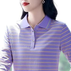 Top a rayas de punto para mujer versátil y de moda con mangas largas Fácil de combinar Estilo informal simple - Product Image 2