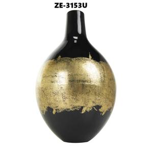 Vase en métal fait main artistique avec texture de finition polonaise brillante Vase rond en or Pièce maîtresse de luxe pour vase à fleurs décor haut de gamme - Product Image 1