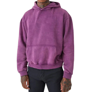 <b>Trendy</b> Acid Wash Pullover <b>Hoodie</b> 400GSM Cotton Fleece Custom Logo OEM Streetwear <b>Hoodie</b> for Men Women Teen Casual Wear - Product Image 1