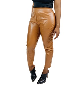 Pantalones de cuero genuino hechos de alta calidad transpirables para damas Pantalones de cuero en blanco casuales de moda para damas - Product Image 1