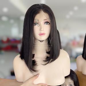 Precio caliente Peluca Capa Corte Sedoso Cierre recto Pelucas de 100% Cabello humano vietnamita Cabello humano real - Product Image 1