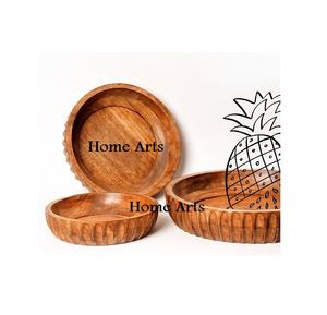 Cuenco pintado a mano de madera de calidad Superior diseño de tendencia cuenco de frutas de comida de forma redonda para uso en eventos de boda - Product Image 2