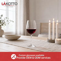 LAKOTTO Verre à vin en cristal transparent de 450 ml, bol arrondi pour service d'eau et de jus, verrerie en gros, logo personnalisé, partenaire