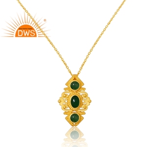 Colgante de piedras preciosas de cuarzo verde Aventurina Natural chapado en oro de 18 quilates de plata esterlina de diseño único, fabricante de joyería fina Demi - Product Image 2