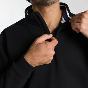 Sudadera de media cremallera con cuello redondo de algodón orgánico 100% para hombre, sudadera en blanco de estilo de invierno con cremallera y hombros caídos de talla grande en Nurak - Product Image 5