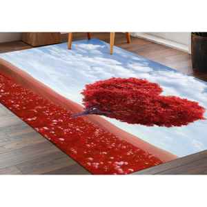 Heart Shaped Tree Rugs Modern Rug Abstract Rug <b>Red</b> Tree Rug,Velvet Rug - Product Image 2