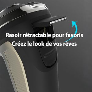 Rasoir électrique pour homme avec triple lame et tondeuse intégrée, rasage humide/sec, charge USB, étanche IPX7, écran LCD - Product Image 2