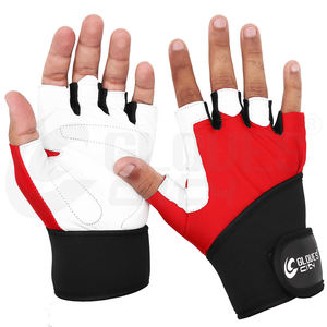 Rojo Gris Medio Dedo Antideslizante Gel Guantes al aire libre Cross Wrap GUANTES Ciudad Levantamiento de pesas Entrenamiento Gimnasio Guantes Unisex - Product Image 6