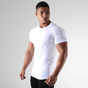 Muscle Fitness Verano de manga corta para hombre deportes Fitness correr entrenamiento traje elástico moda cuello redondo Camiseta para hombre - Product Image 5
