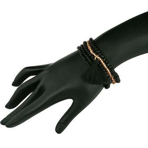 Urthn 1403502I <b>Adjustable</b> <b>Bracelet</b> Black Beads Trendy Classic Religious Orthodox Featuring Diamonds Pearls for Anniversaries - Product Image 1