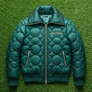 Men <b>Quilted</b> Padded Bomber <b>Jacket</b> Circular <b>Pattern</b> Ribbed Cuff Zip Up Warm Winter <b>Jacket</b> OEM ODM Wholesale - Product Image 5