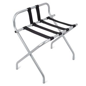 Elegante portaequipajes de metal con acabado negro adecuado para habitaciones de invitados contemporáneas e interiores de casas modernas - Product Image 6