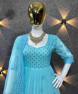 Nueva llegada pesado Faux Georgette vestido estampado digital con ropa de fiesta Dupatta para mujeres tienda precio al por mayor Ropa Étnica étnica - Product Image 6