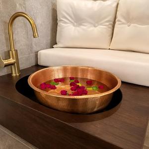 Cuenco tradicional indio de cobre para pies, recipiente de cobre para remojar los pies, cuenco ayurvédico para desintoxicación de pies, cuenco para pedicura, baño de pies curativo de cobre - Product Image 5