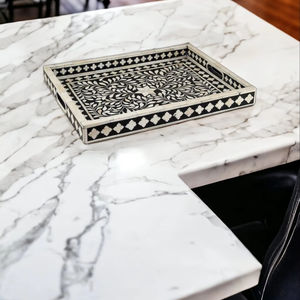 Plateau décoratif en incrustation d'os Plateau en os artisanal Plateau en incrustation d'os indien - Product Image 5