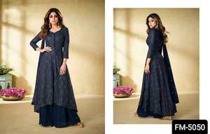 Costume de créateur indien ethnique en Georgette Salwar Kameez Broderie lourde Travail Nouveau vêtement de fête pour femme Ensemble fantaisie Dupatta - Product Image 2