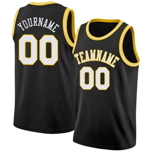 Camiseta de Baloncesto Sublimada Personalizada con Ribete Amarillo, Nombre y Número del Equipo, Unisex, Adulto, Malla Transpirable, Talla 6XL Disponible - Product Image 1