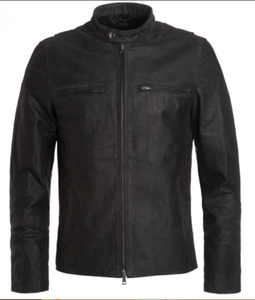 Chaquetas de cuero negro sólido de motociclista informales de cuero auténtico hechas a medida para hombre con cremallera para hombre - Product Image 5