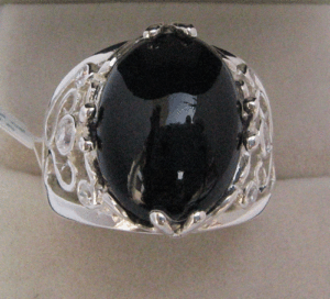 Bague en Onyx Noir Naturel pour Femme, Coupe Radiant, Argent Sterling 925, Motif Géométrique, Style Hip Hop, Shah Gems, pour Usage Quotidien - Product Image 1