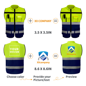 Logotipo personalizado HI VIS tira reflectante Chaleco de trabajo transpirable al aire libre construcción ingeniero ropa de seguridad con bolsillos - Product Image 4