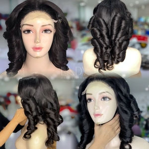 Cheveux naturels de haute qualité, perruque ondulée ombrée, perruque avec fermeture frontale, brun clair, 100% cheveux humains vietnamiens - Product Image 1