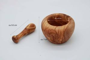 Mortier et pilon en bois arrondi créatif accessoires de cuisine de restaurant à domicile outils d'herbes et d'épices broyeur de médicaments en granit - Product Image 5