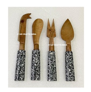 Vajilla con mango de madera original de diseño ergonómico, juego de utensilios ecológicos, cubiertos de madera natural de ébano y palisandro - Product Image 3