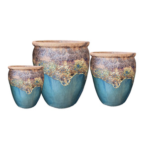 Macetas Grandes de Cerámica Azul Atlantis de Alta Calidad para Exteriores, Ecológicas, con Orificio de Drenaje, Estilo Vintage para el Hogar - Product Image 6
