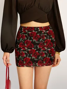 Jupe mini en jean unie pour femme, taille élastique, décontractée, 100 % coton, séchage rapide, respirante, coupe crayon, été - Product Image 6