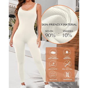 Une pièce débardeurs barboteuses combinaison sans manches pour femmes combinaisons d'entraînement sans couture combinaisons d'exercice de yoga côtelé - Product Image 3