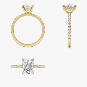 Cautivador Anillo de Diamante Cultivado en Laboratorio con Corte Cojín, Banda Pavé y Halo Oculto, 2.45 Ct E-F VS, Oro de 14K, para Regalo de Aniversario Nupcial - Product Image 4