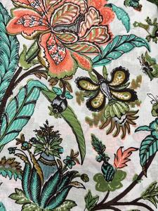 ผ้าคอตตอน100% จากช่างฝีมือผ้าพิมพ์ลายดอกไม้สีขาวเนื้อผ้าอินเดียสไตล์โบโฮสำหรับชุดผ้าม่านวัสดุทำด้วยมือ - Product Image 2