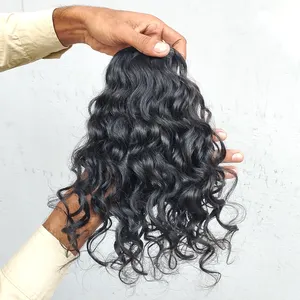 RAW WAVY INDIAN HAIR WITH ALIGNED CUTICLES 100% NATURAL SINGLE DONOR UNPROCESSED HAIR CAN BE BLEACH TO 613 AT BEST PRICE