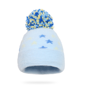 Girls Plush Knit Beanie Hat Pom Pom Soft Fuzzy <b>Winter</b> <b>Cap</b> Star Print Cute Warm Common Adjustable Kids Daily Wear Outdoor Travel - Product Image 1
