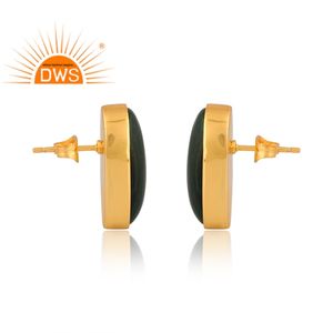 ต่างหูอัญมณีมรกตธรรมชาติชุบทอง18K สำหรับผู้หญิงสินค้ามาใหม่ - Product Image 4