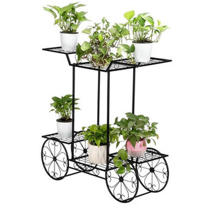 Support de plante en métal pour chariot de jardin à deux niveaux en matériau de haute qualité de couleur unie - Product Image 4
