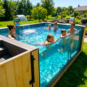 Rectangular Wood Frame Above Ground Lap <b>Pool</b> Outdoor Swimming <b>Pool</b> for Adults - Product Image 1