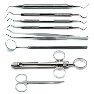 Juego de 8 instrumentos Premium de acero inoxidable con configuración de bandeja de preparación de corona dental - Product Image 1