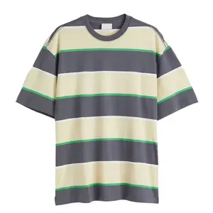 2024 OEM Summer Custom High Quality Cotton Stripped T Shirt Custom Logo Men's T-shirts Wholesale Blank Striped T Shirt for Men