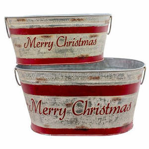 Large Bucket in Antique Galvanized Metal with Unique Design Perfect for Outdoor Decor and Popular Home <b>Gift</b> Wholesale - Product Image 1