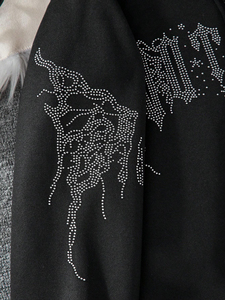 Service OEM Impression de logo personnalisé Sweat-shirts unisexes surdimensionnés en coton lourd Vintage lavés Sweat-shirts à capuche en strass pour hommes - Product Image 4