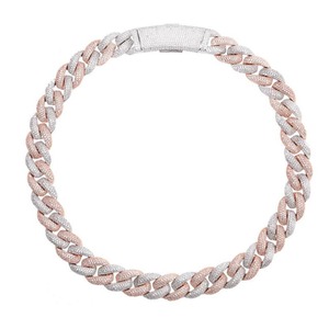 Collier chaîne cubaine en or massif plaqué 14 carats avec diamants en moissanite VVS, bijoux fins personnalisés Sarva Jewels - Product Image 5