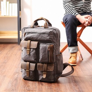 Leather Canvas Luxury <b>Backpack</b> Vintage Travel Hiking School Laptop Rucksack Large Capacity Eco-Friendly Supplier LCBP-0130 - Product Image 4