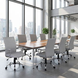 San Francisco Modern Executive <b>Chair</b> Grey Eco-leather Ergonomic Lift Swivel Adjustable Headrest PP Aluminium PU Fabric Material - Product Image 3
