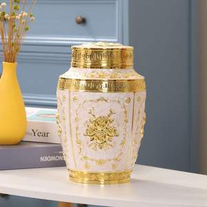 Urne pour Cendres Humaines Femme Adulte-Urne de Crémation Fleur Rose Maman-Urne Funéraire pour Femme en Alliage de Zinc (Or) - Product Image 6