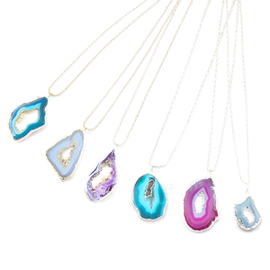 Vibrant Natural Agate Style <b>Statement</b> <b>Necklaces</b> Gold and Silver Plated for Fashion Resale - Product Image 2