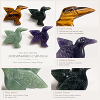 Ornement d'oiseau colibri en cristal sculpté à la main, sculpture d'oiseau en pierre naturelle pour la maison, le bureau et les collectionneurs