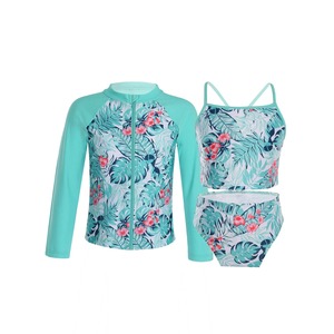 Girls Swimwear Outfits 3 pcs Rash Guard Swimsuit Kids Bikini Sport Tops Swim Shorts <b>Surf</b> Suit <b>Coat</b> Children's Beach Bathing Suit - Product Image 2