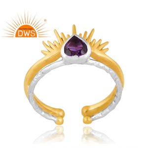 Anillo de piedras preciosas de amatista Natural de plata de ley de diseño caliente joyería personalizada para mujer regalo para ella - Product Image 1